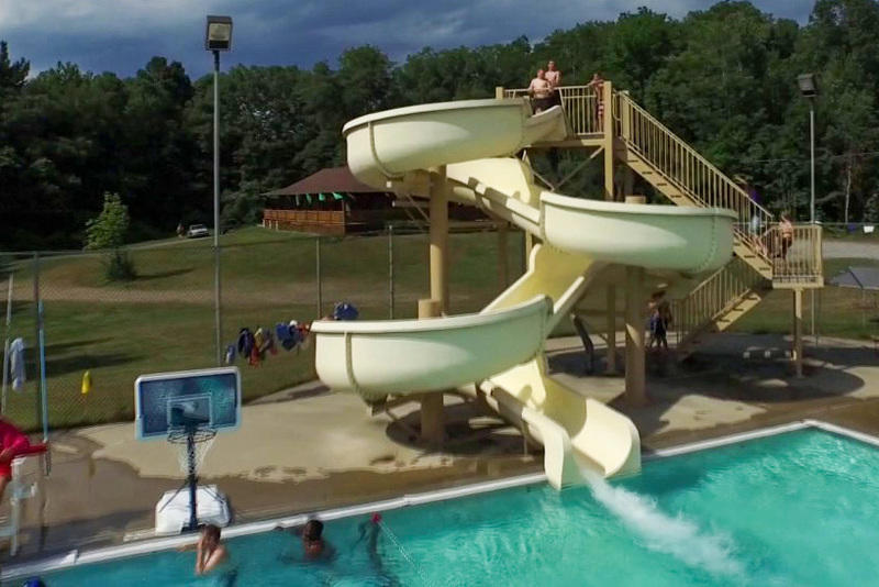 3 Story pool slide